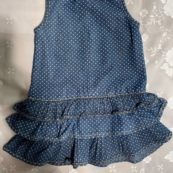 Us Polo Association 2t Polka Dot Denim Dress with Ruffles 100% Cotton - Picture 2 of 6